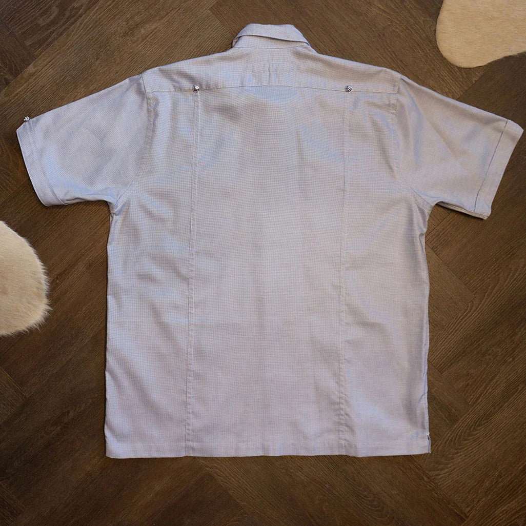 Chrome Hearts Blue Cross Patch Guayabera Short-Sleeve Shirt