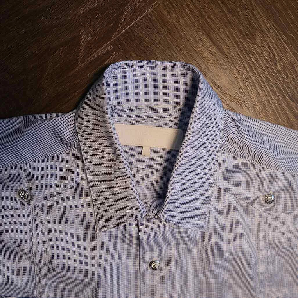 Chrome Hearts Blue Cross Patch Guayabera Short-Sleeve Shirt