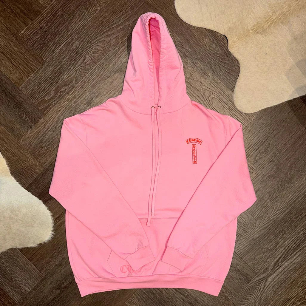 Chrome Hearts Scroll Logo Pink Hoodie