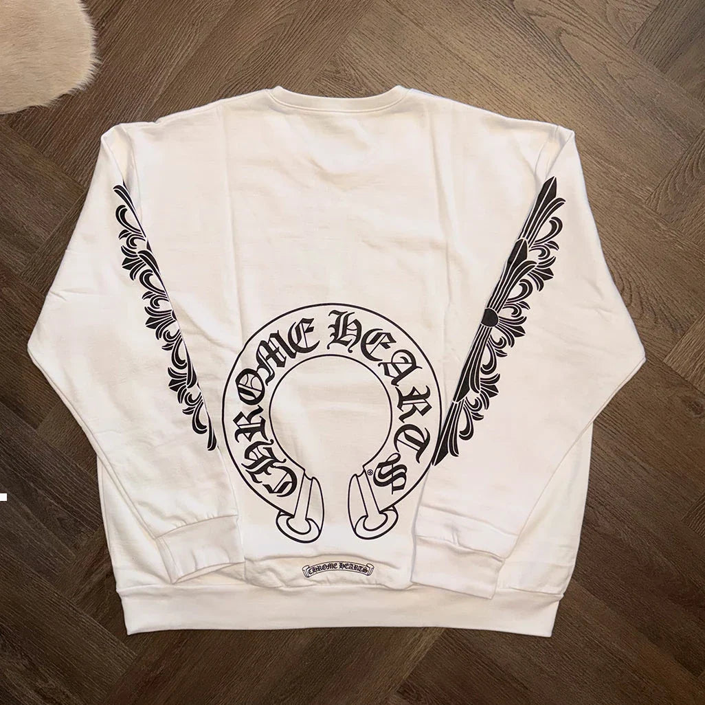 Chrome Hearts Floral Horseshoe White Sweatshirt