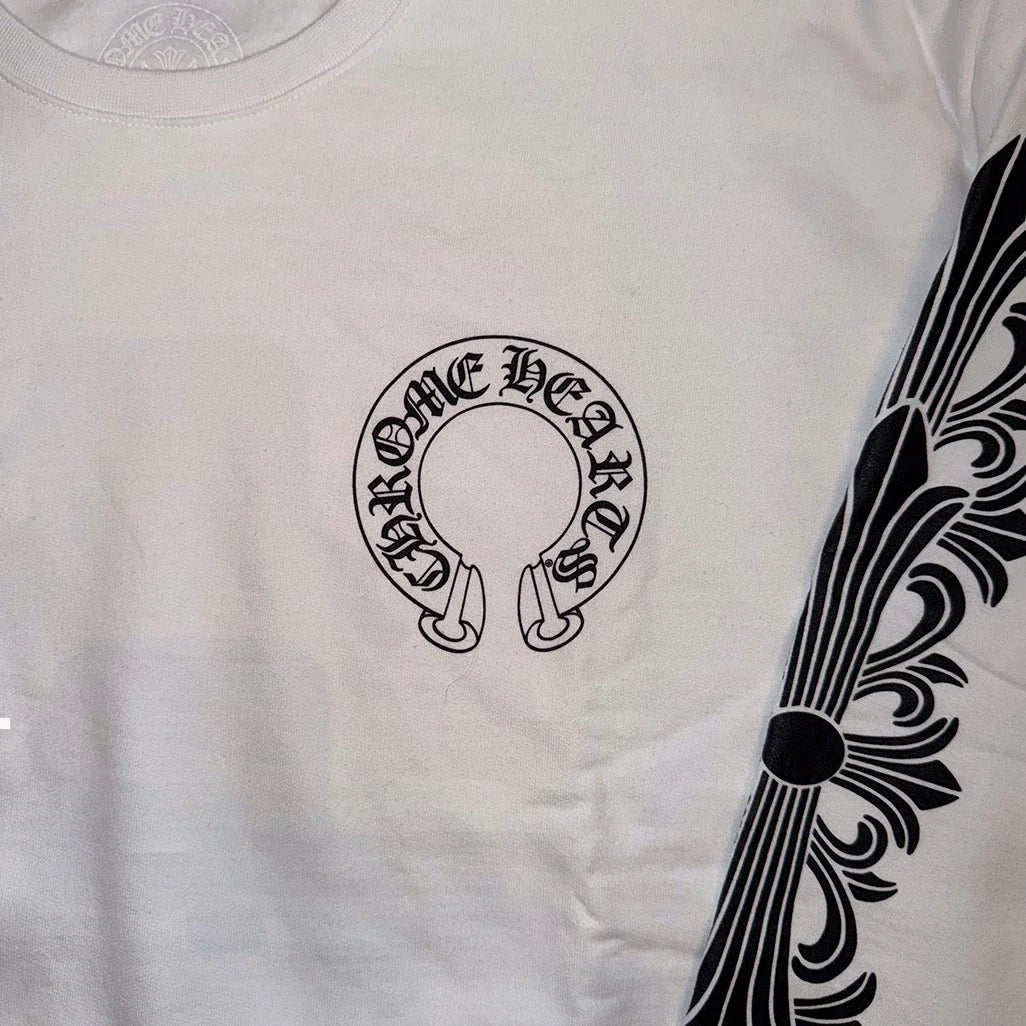 Chrome Hearts Floral Horseshoe White Sweatshirt