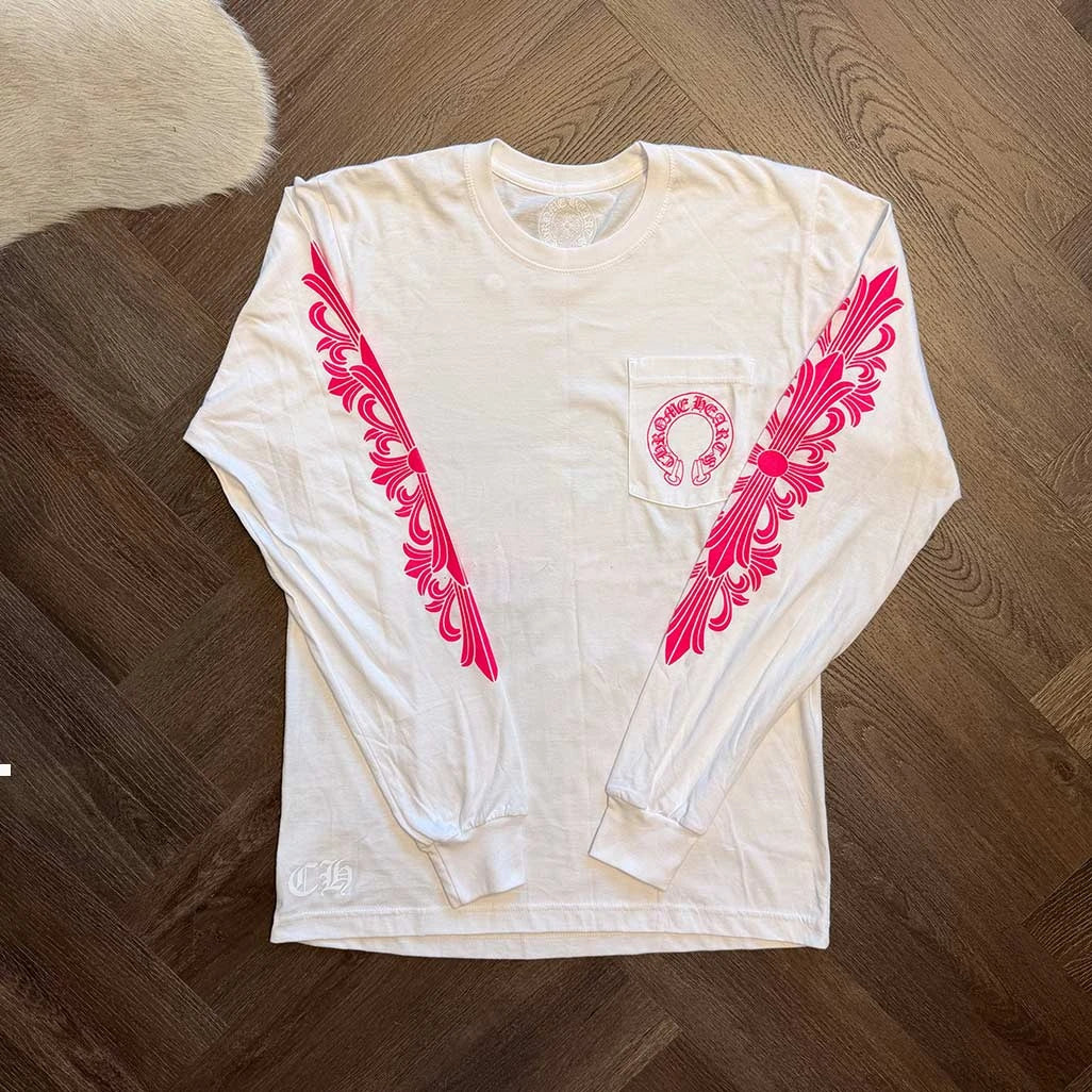 Chrome Hearts Floral White Pink Long Sleeve T-Shirt