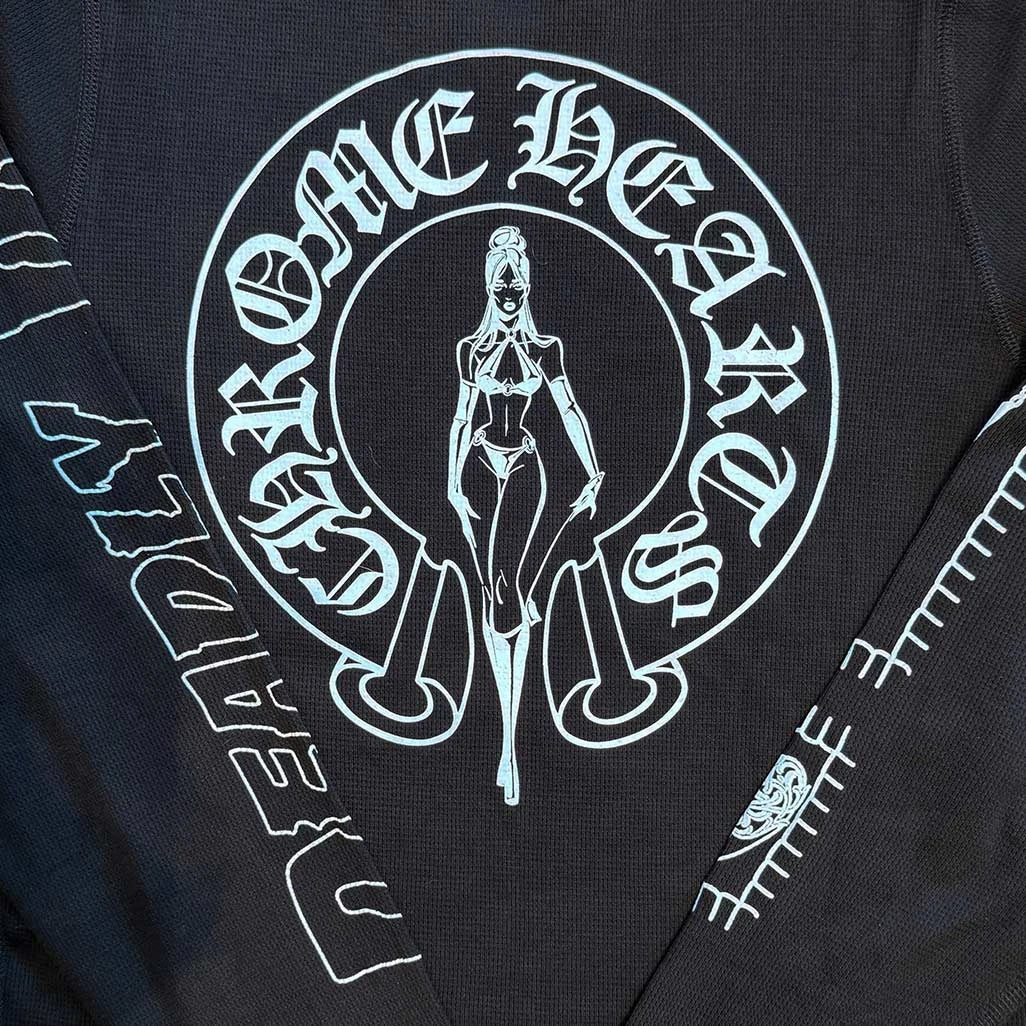Chrome Hearts Deadly Doll Black Thermal Long Sleeve T-Shirt