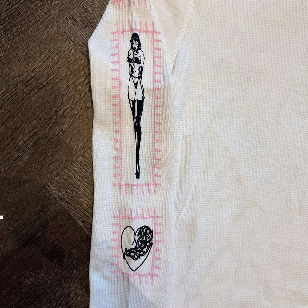 Chrome Hearts Deadly Doll White Thermal Long Sleeve T-Shirt