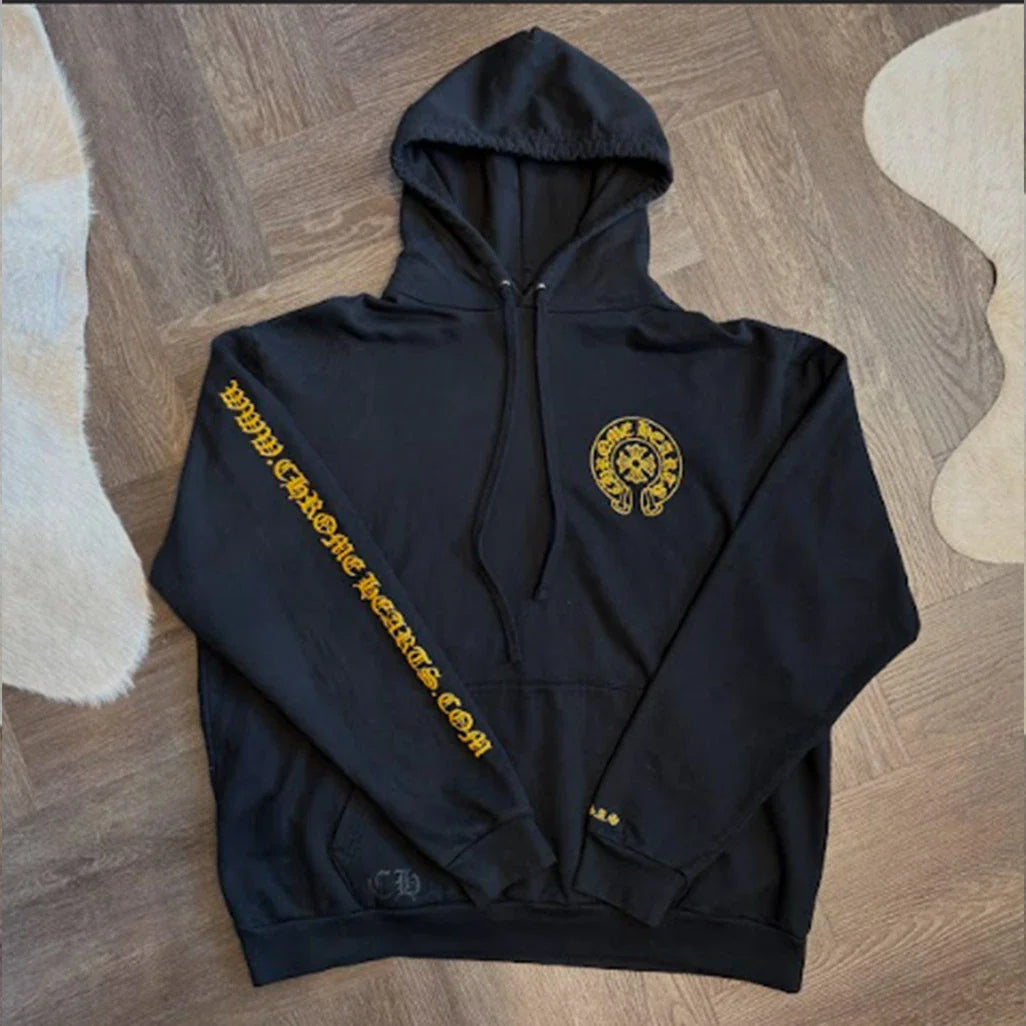 Chrome Hearts Black Yellow Horseshoe Hoodie