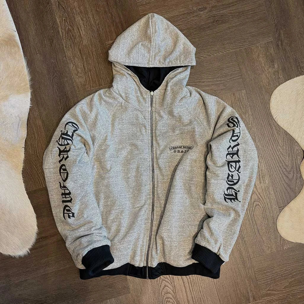 Chrome Hearts Reversible Horseshoe Floral Cross Zip-Up Jacket