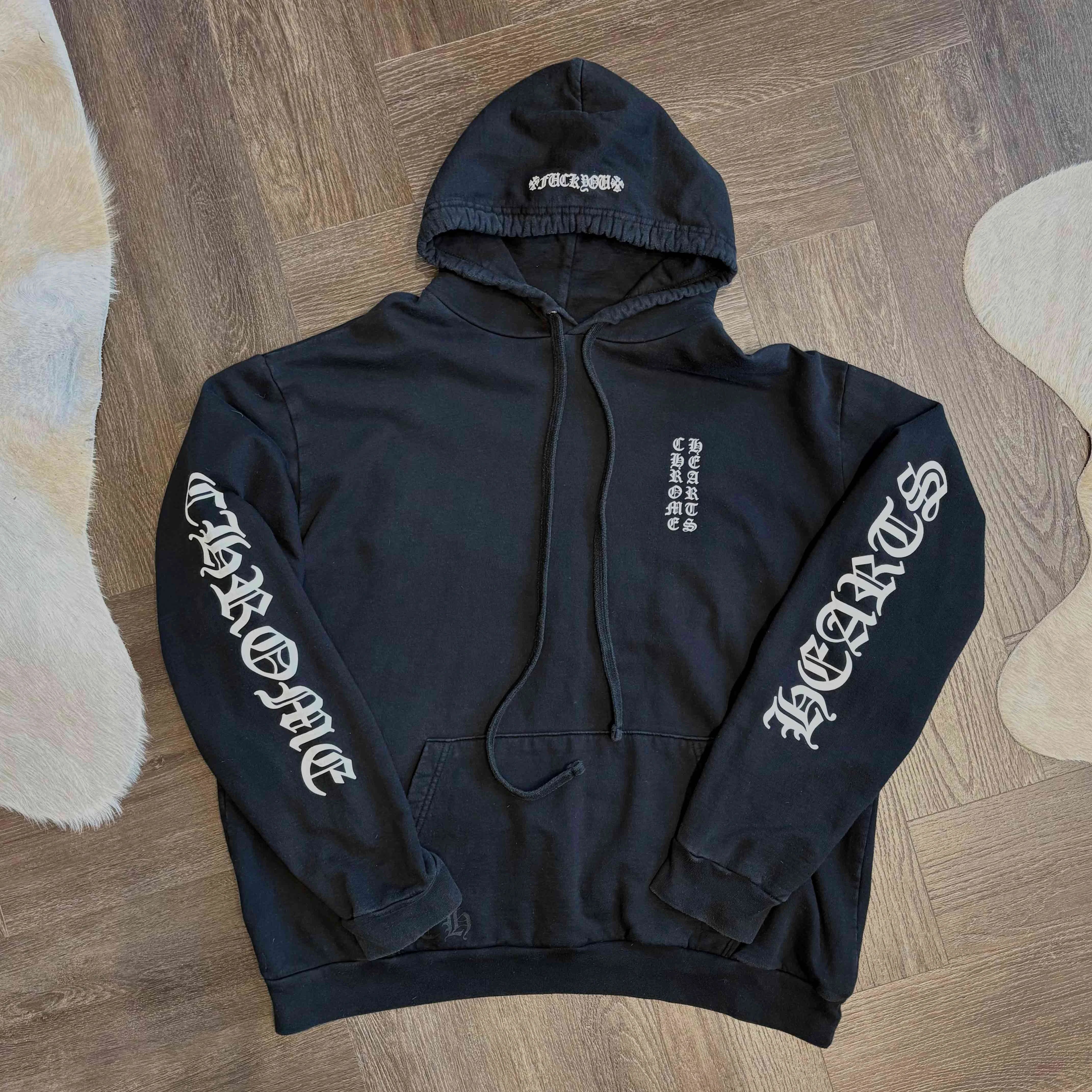 Chrome Hearts Vertical Logo Black Hoodie - Used