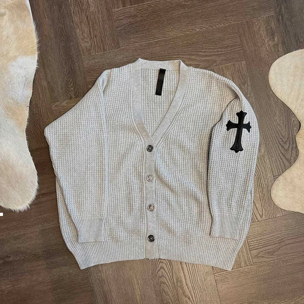 Chrome Hearts Grey Patch Knit Buttom Cardigan