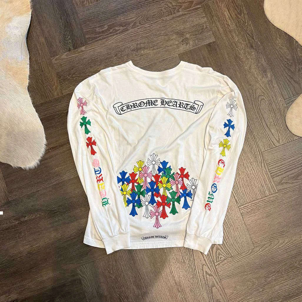 Chrome Hearts White Multi Colour Cross L/S T-shirt
