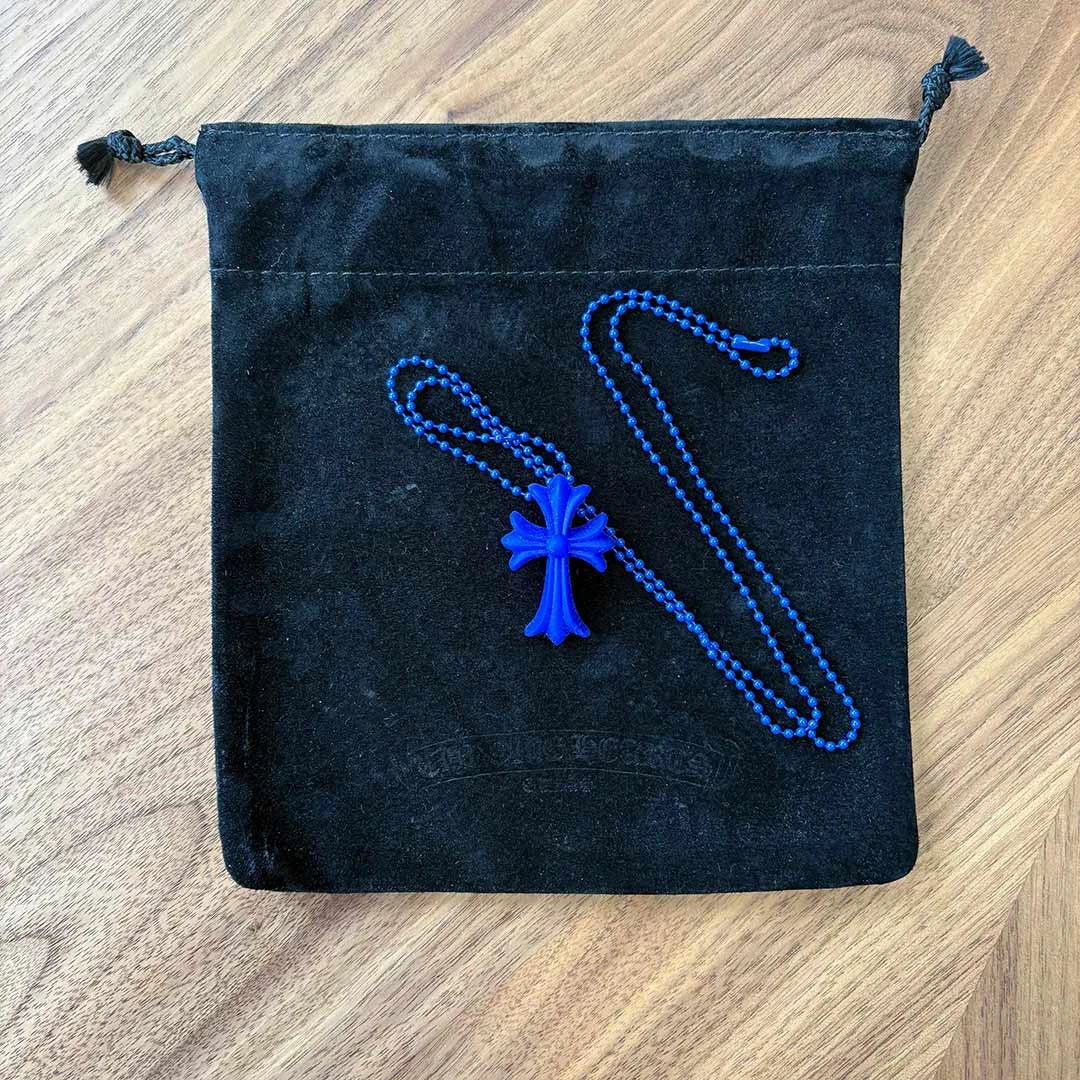 Chrome Hearts Blue Silicone Cross Necklace
