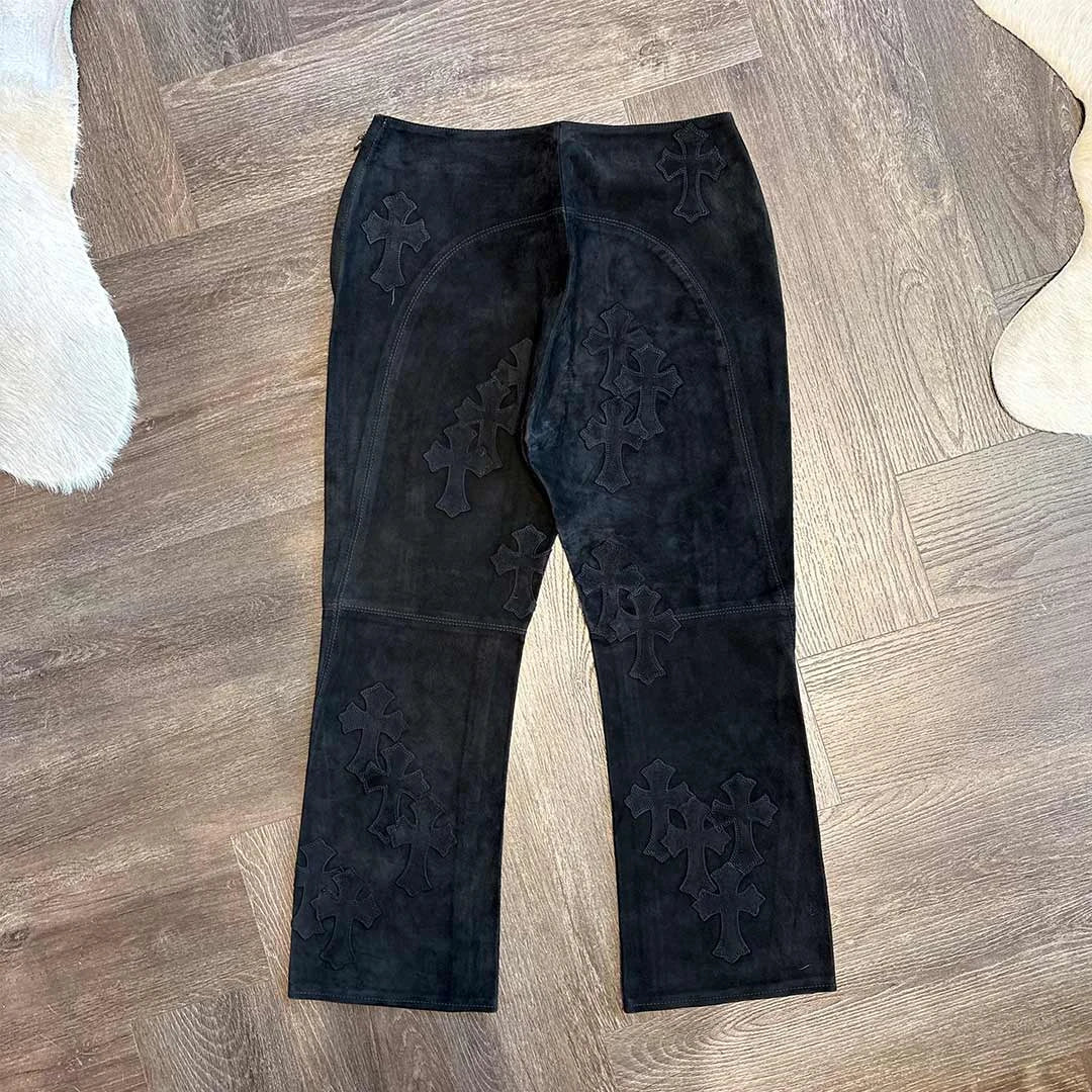 Chrome Hearts Black Velour Trousers