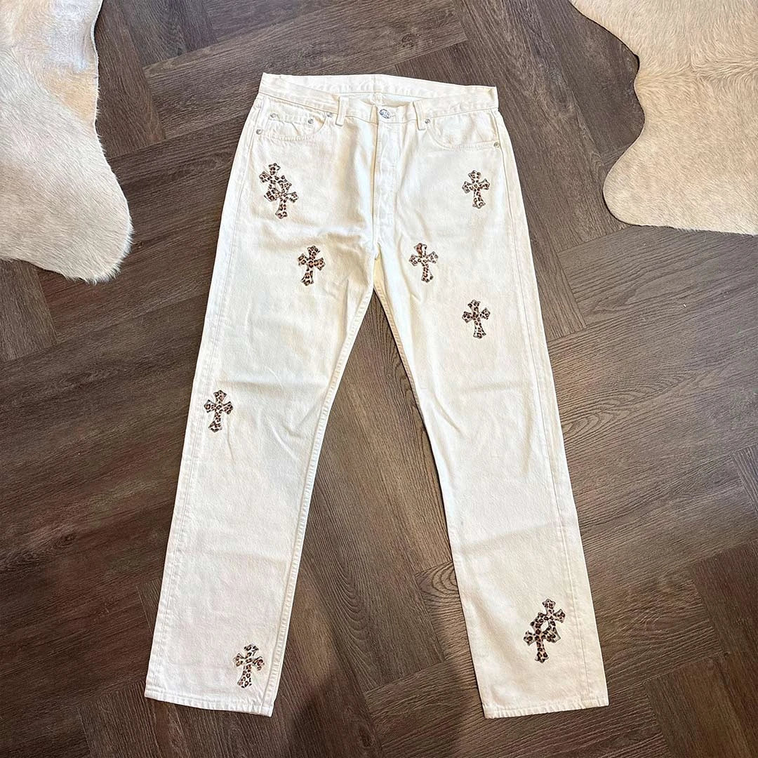 Chrome Hearts Leopard White Patch Jeans