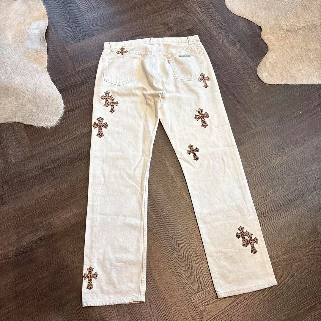 Chrome Hearts Leopard White Patch Jeans