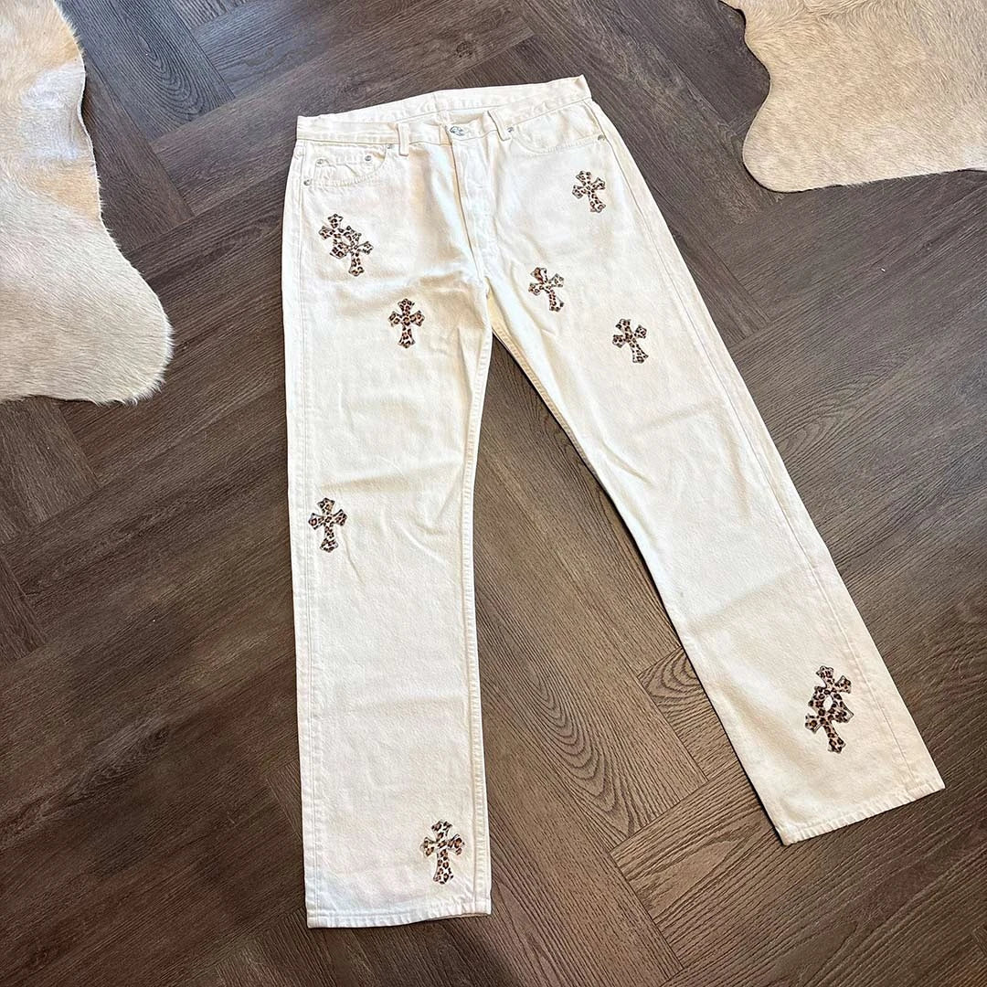 Chrome Hearts Leopard White Patch Jeans