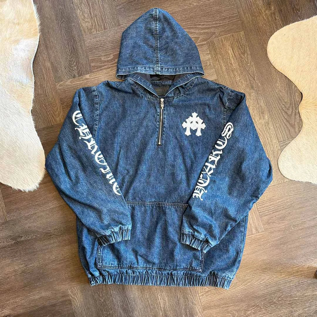 Chrome Hearts Blue Denim Triple Patch Jacket