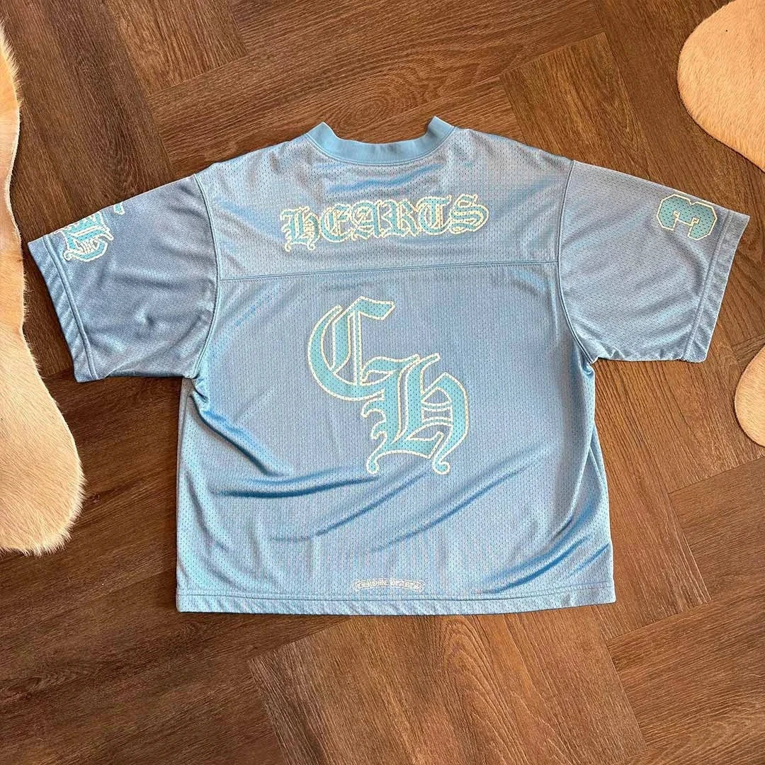 Chrome Hearts Sports Mesh Warm Up Short Sleeve Jersey Blue