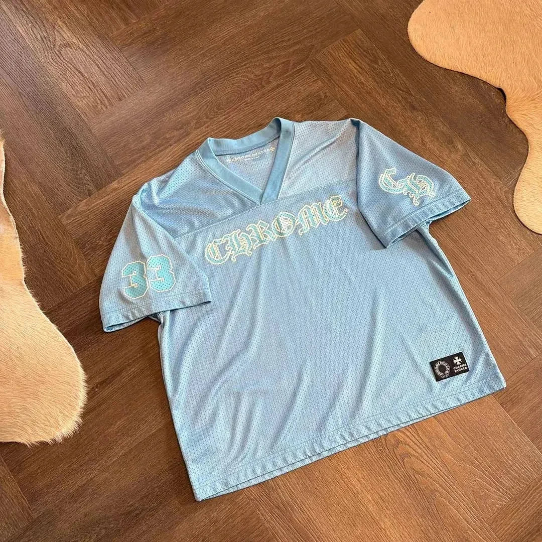 Chrome Hearts Sports Mesh Warm Up Short Sleeve Jersey Blue