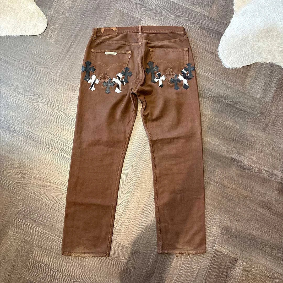 Chrome Hearts Brown Multi Patch Jeans