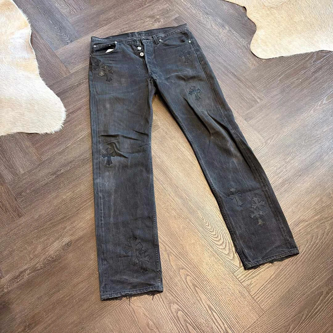 Chrome Hearts Grey Black Denim Jeans 14 Patches