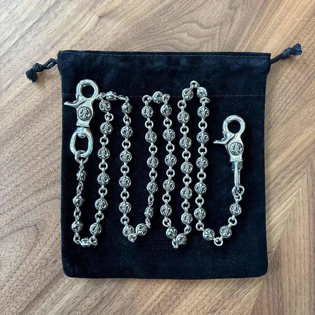 Chrome Hearts wallet chain 925 sterling silver cross ball