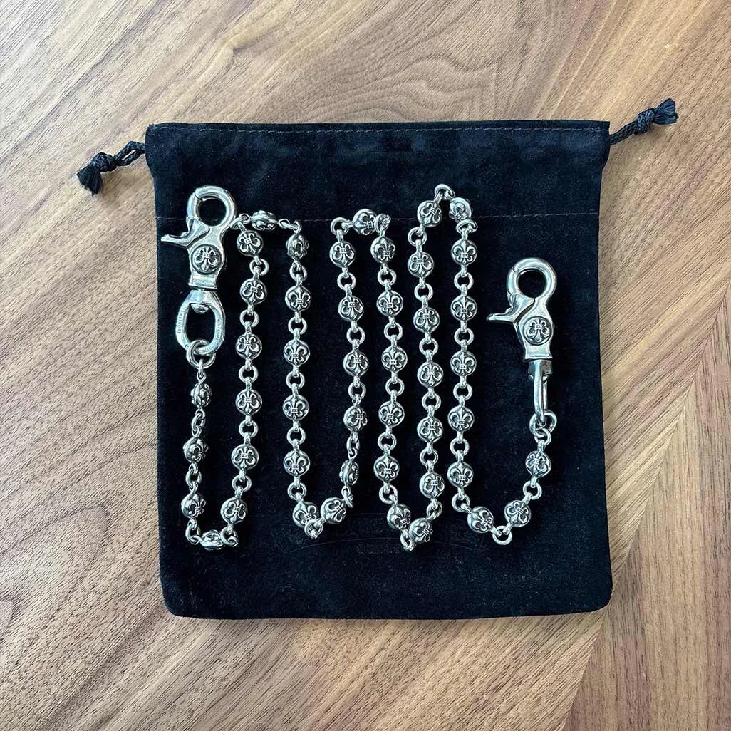 Chrome Hearts wallet chain 925 sterling silver cross ball