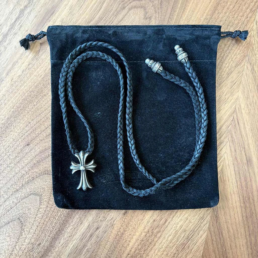Chrome Hearts CH Cross necklace silver pendant braided necklace