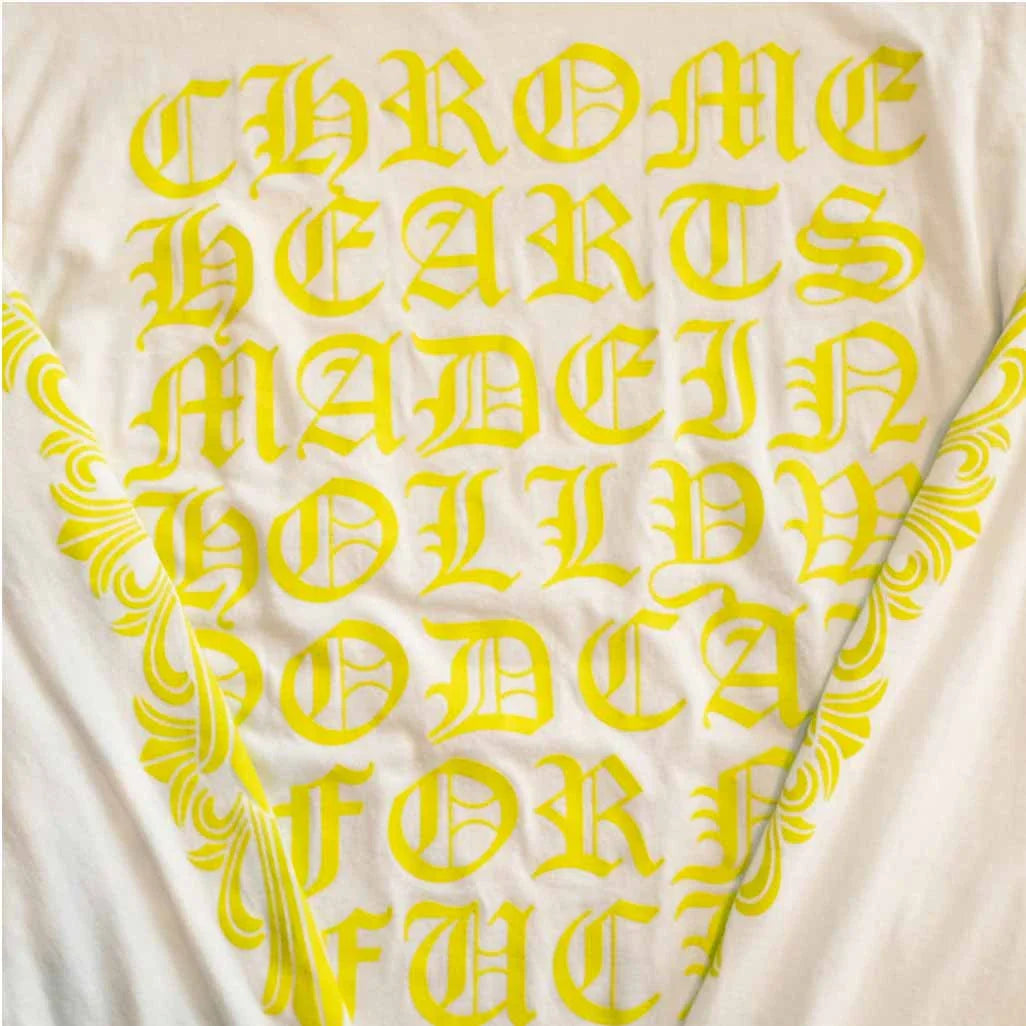 Chrome Hearts White Yellow Scroll Long Sleeve T-Shirt