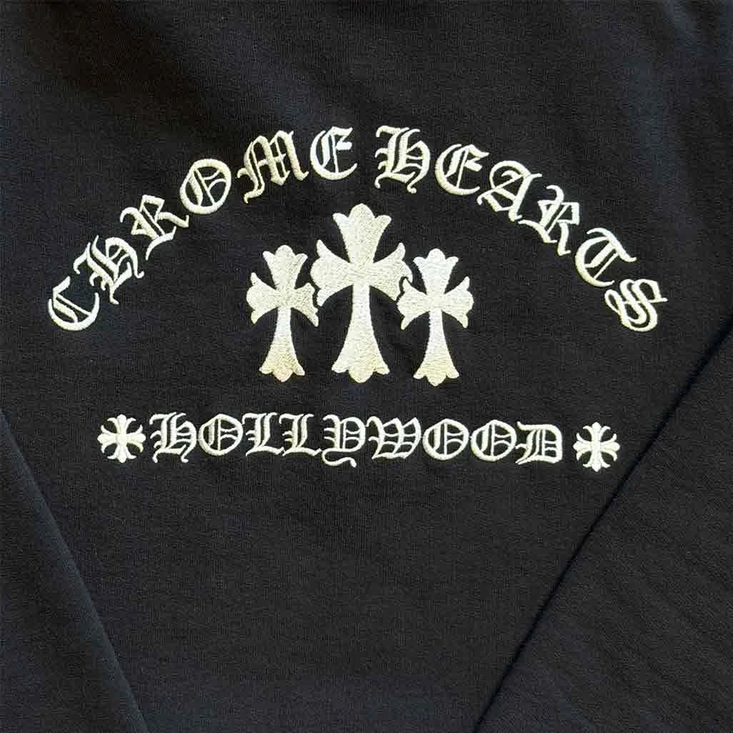 Black and white Chrome Hearts pullover detail