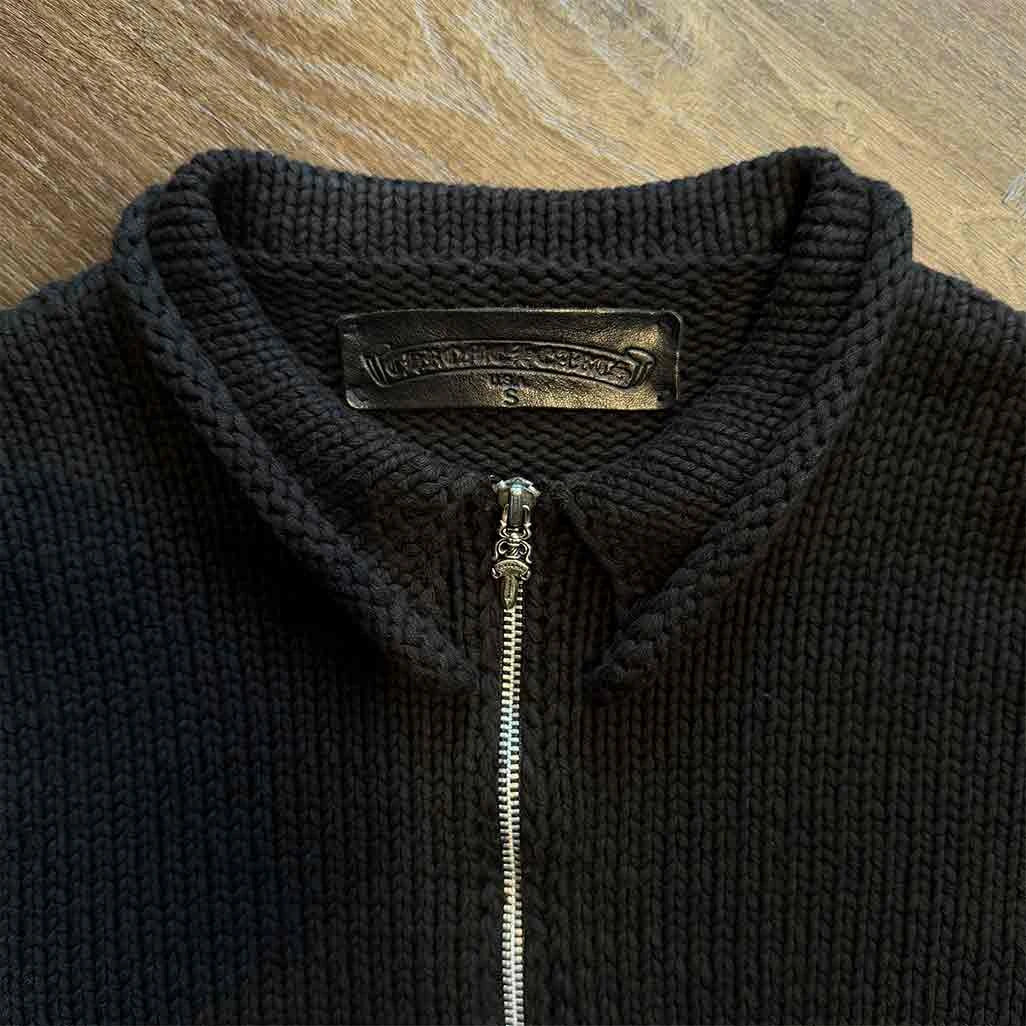 Black Knit Jumper silver zipper detail