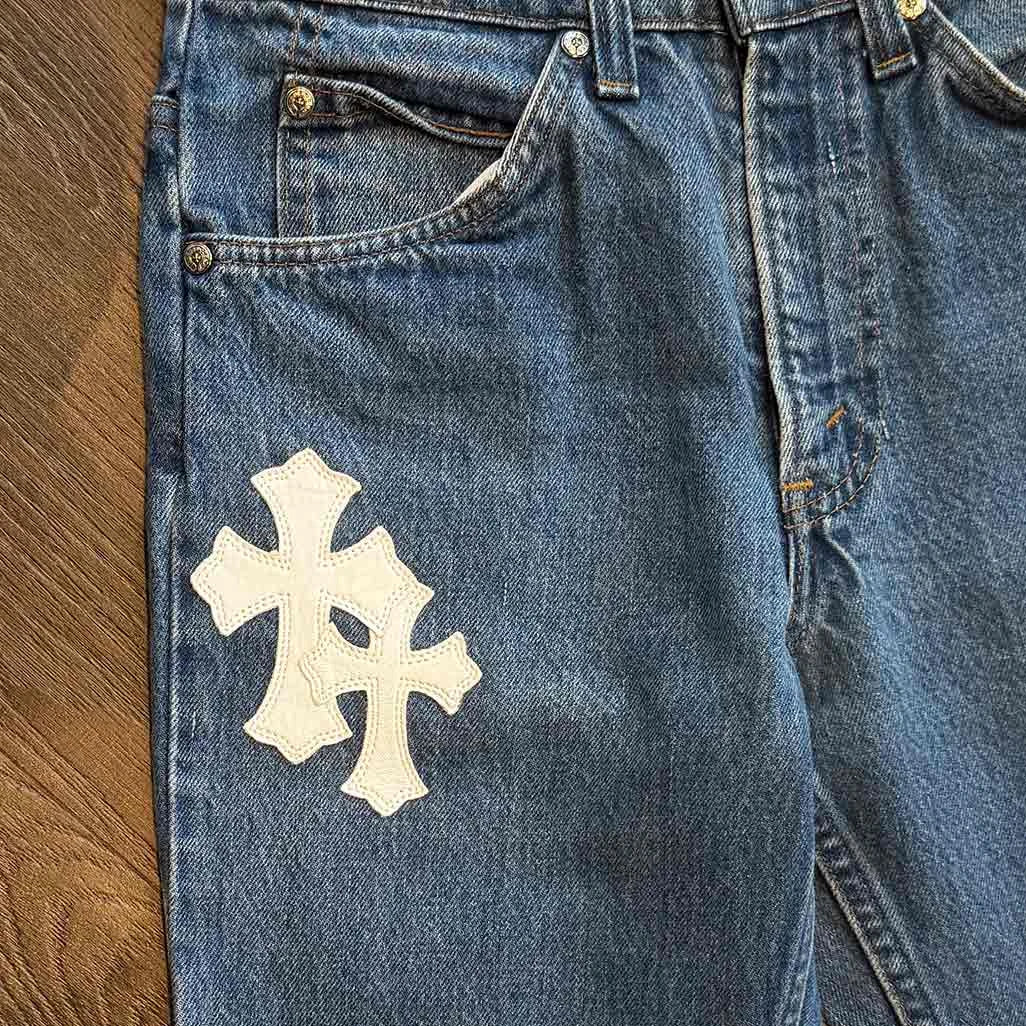 Chrome Hearts Blue White Jeans