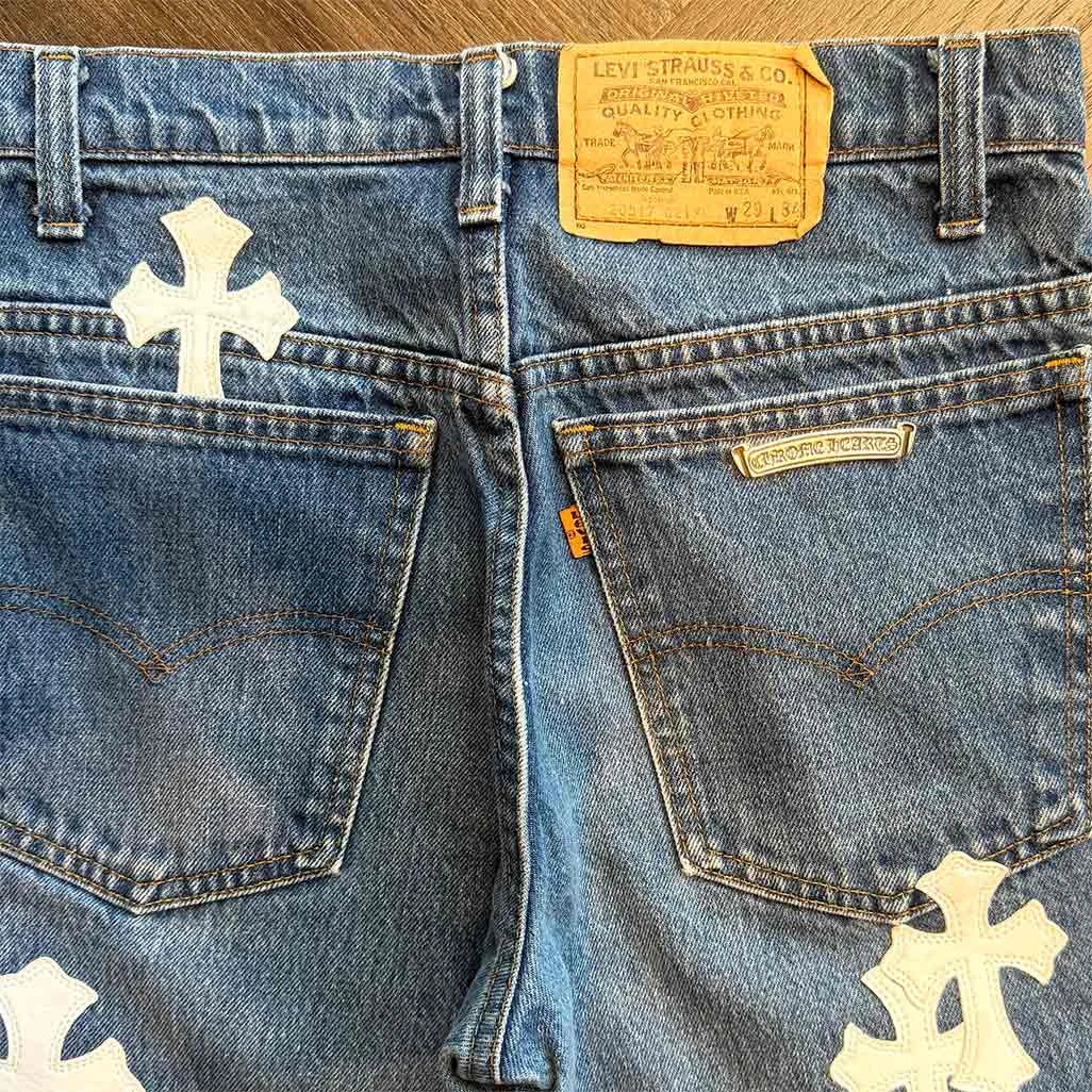 Chrome Hearts Blue White Jeans