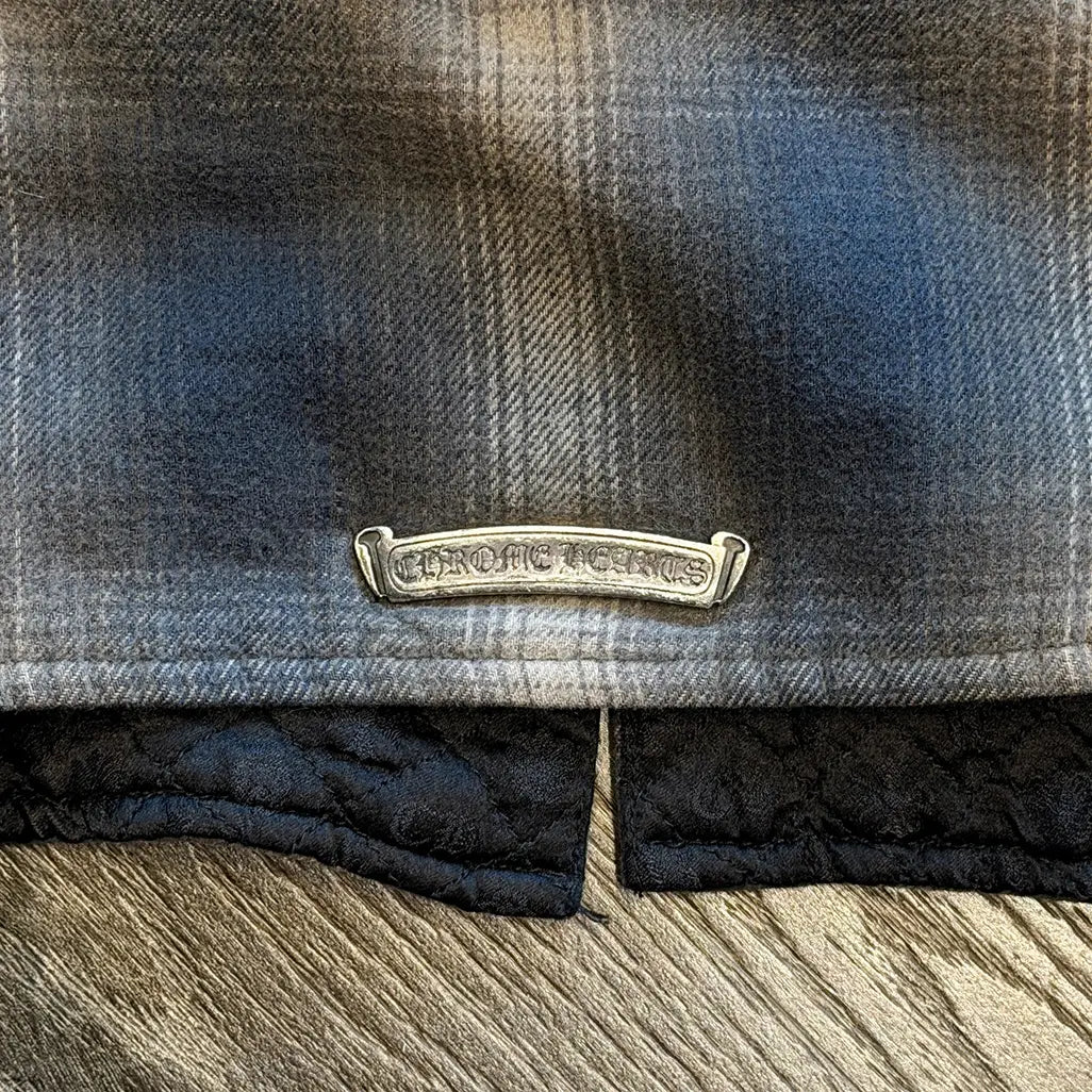 Chrome Hearts Navy Plaid Padded Flannel Jacket