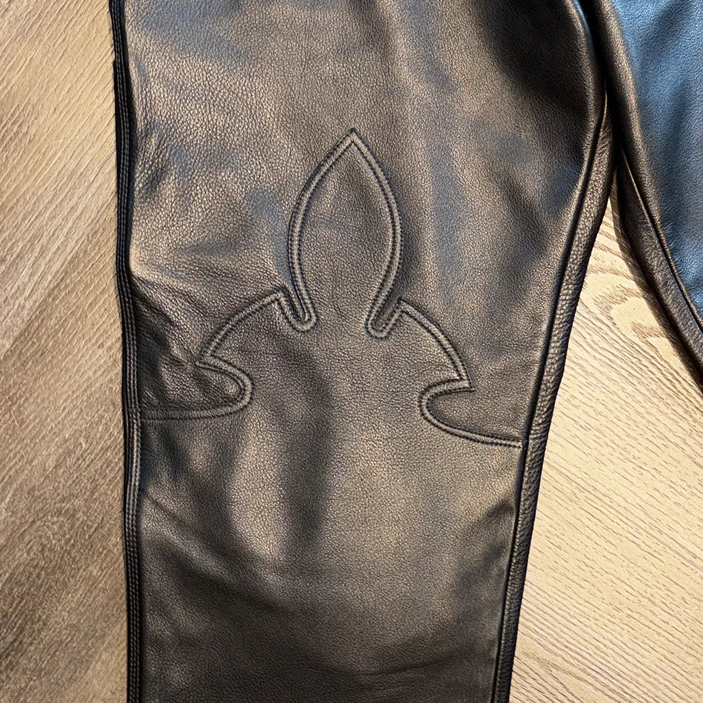 Chrome Hearts Fleur Knee Leather Carpenter Pants 'Black'