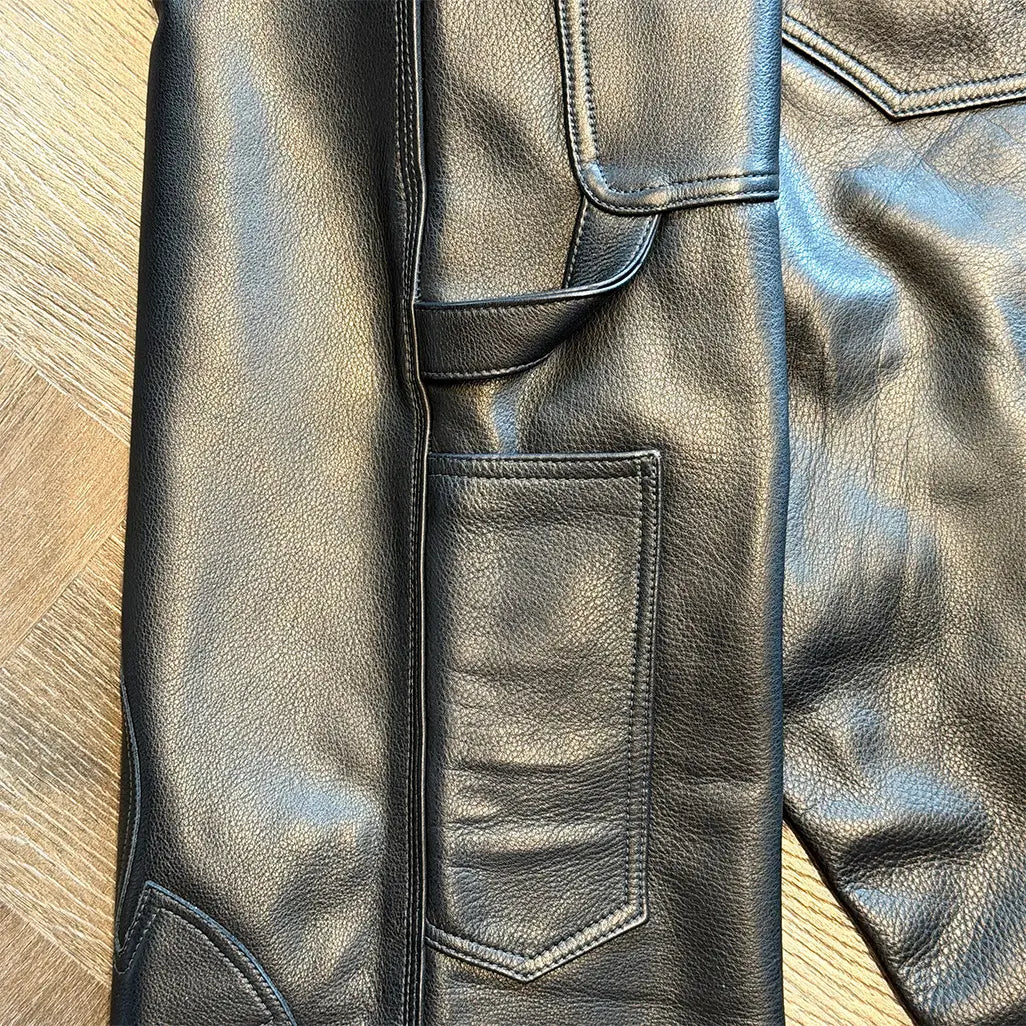 Chrome Hearts Fleur Knee Leather Carpenter Pants 'Black'