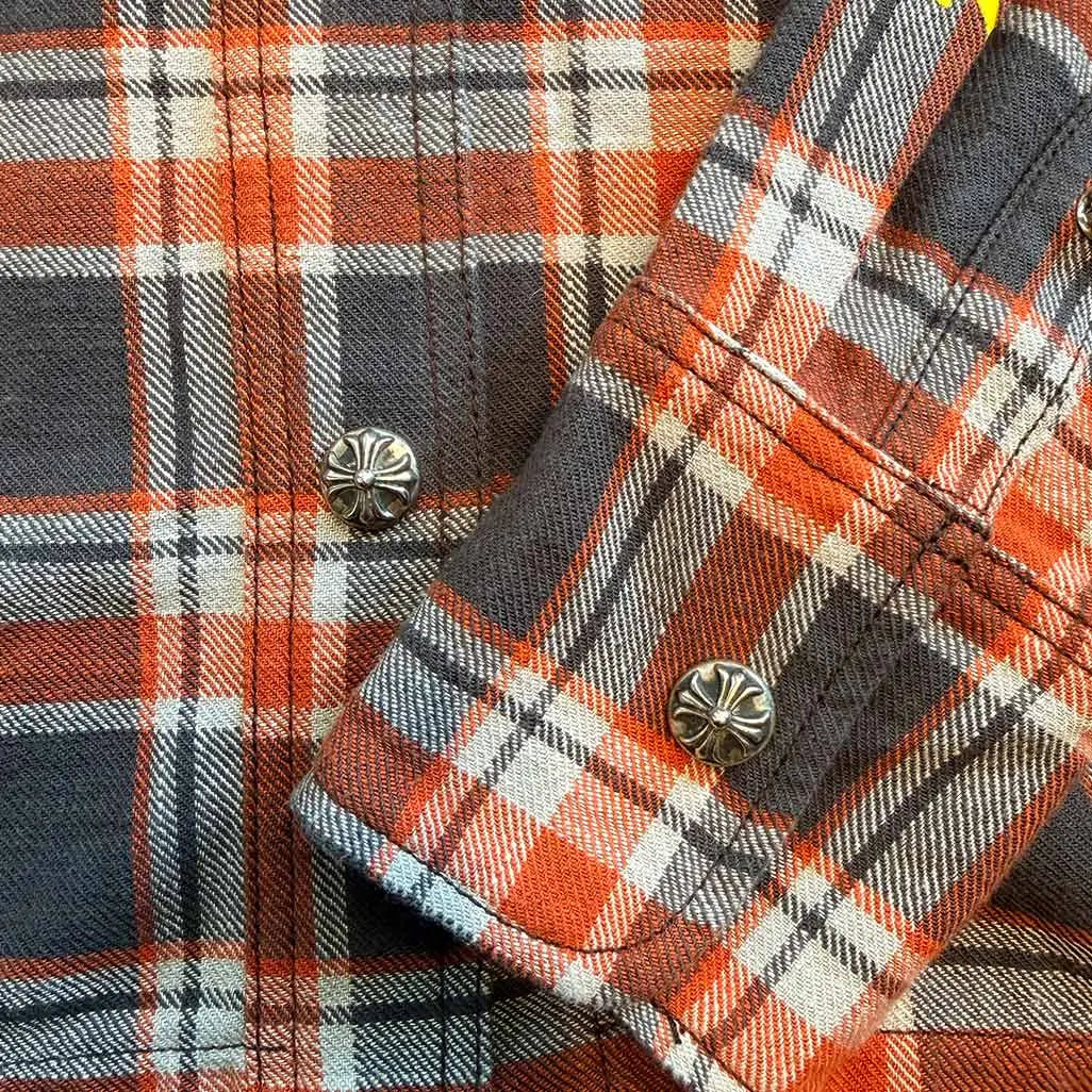 Chrome Hearts check embroidered flannel jacket