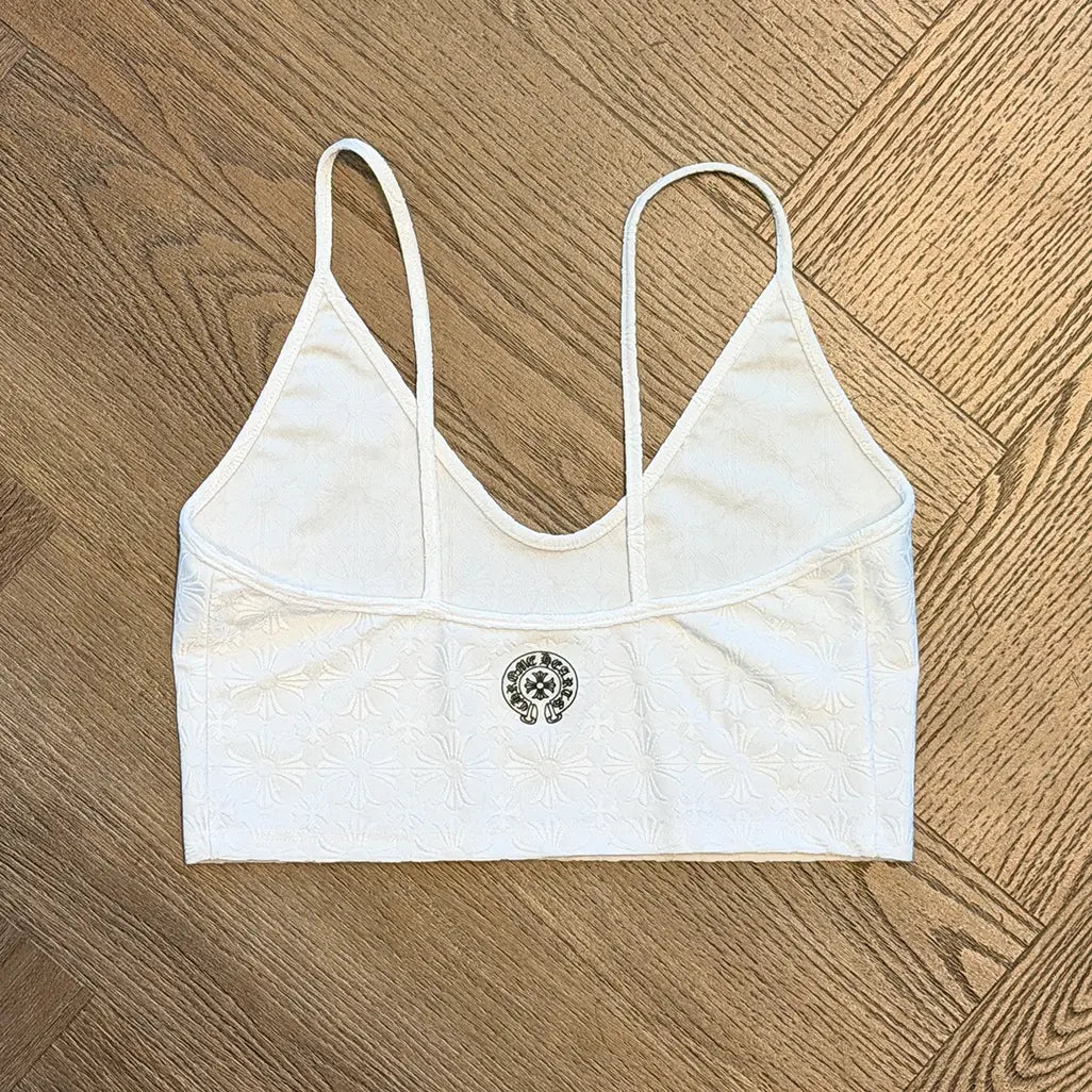 Chrome Hearts Tennis Series white Horseshoe Print Crop Tank Top