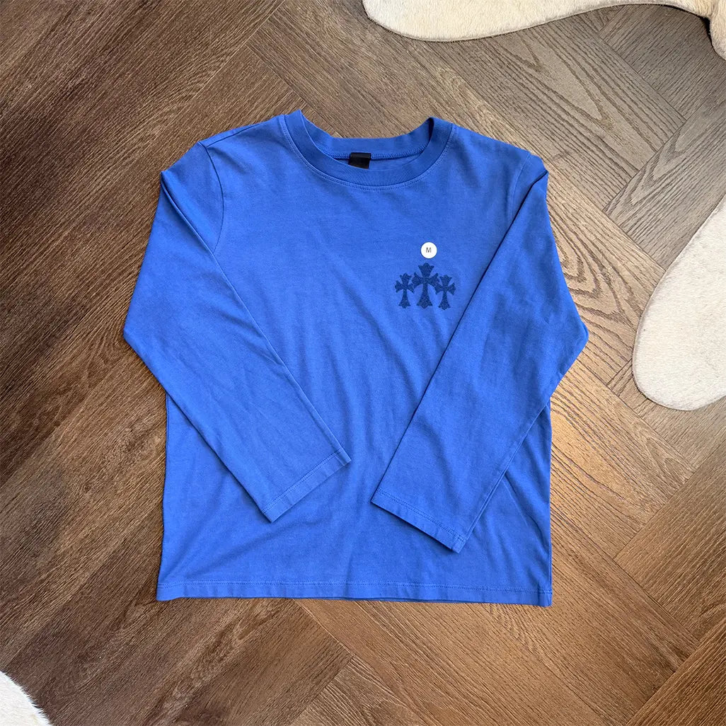 Chrome Hearts Blue Cross Long Sleeve T-Shirt