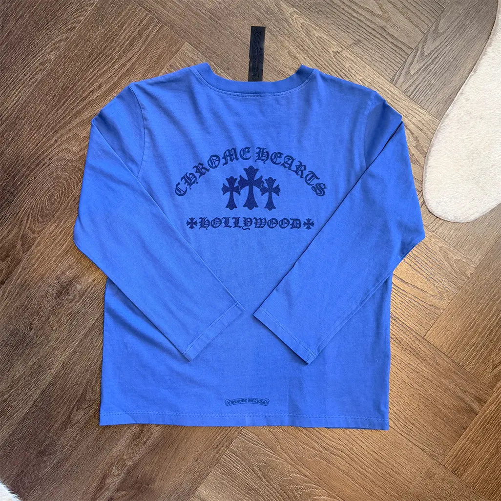 Chrome Hearts Blue Cross Long Sleeve T-Shirt