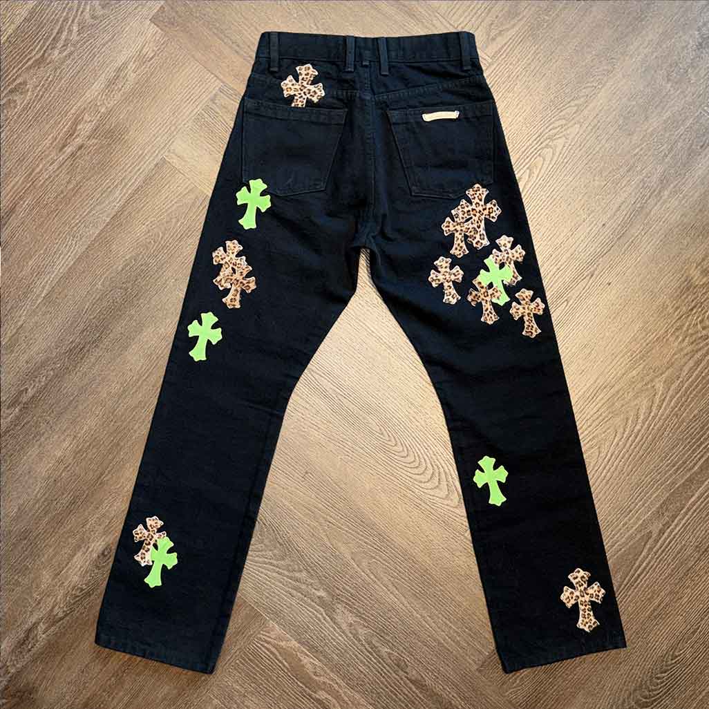 Chrome Hearts Cross Patch Denim 'Black/Green/Cheetah'