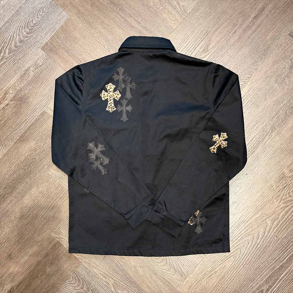 Chrome Hearts Jacket Work Dog Leopard Cross Black COND