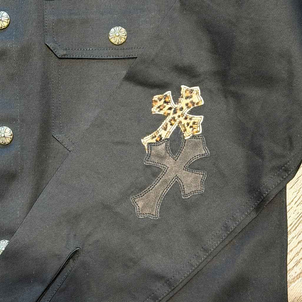 Chrome Hearts Jacket Work Dog Leopard Cross Black COND