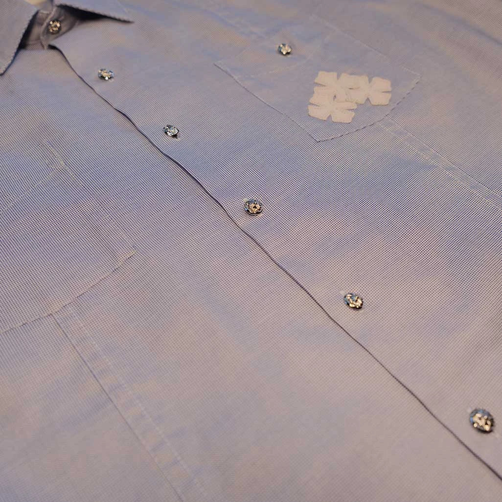 Chrome Hearts Blue Cross Patch Guayabera Short-Sleeve Shirt