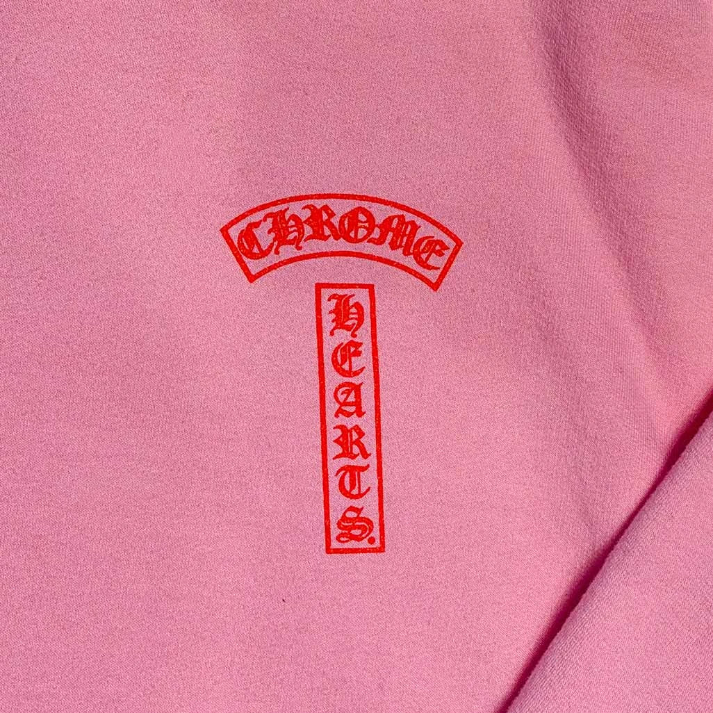 Chrome Hearts Scroll Logo Pink Hoodie