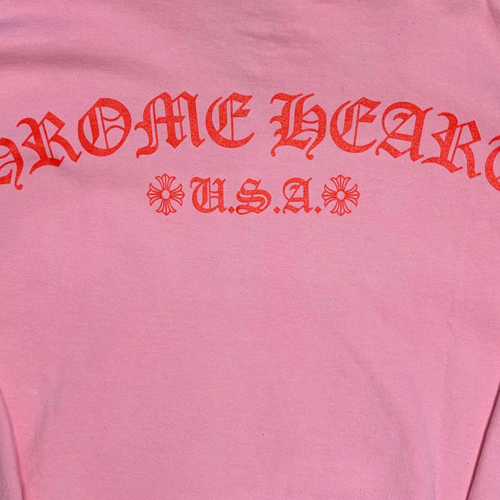 Chrome Hearts Scroll Logo Pink Hoodie