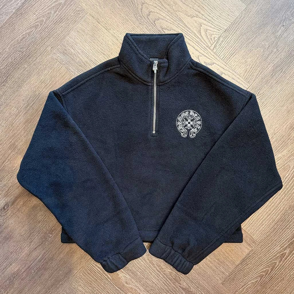 Chrome Hearts Half Zip Horse Shoe Fleece Jacket Black