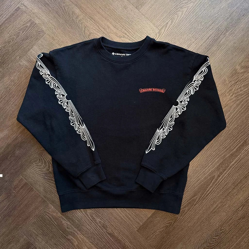 Chrome Hearts Matty Boy Chomper Lip Floral Black Sweatshirt