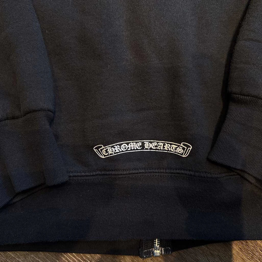 Chrome Hearts Horseshoe Logo Zip Up Hoodie Black/White