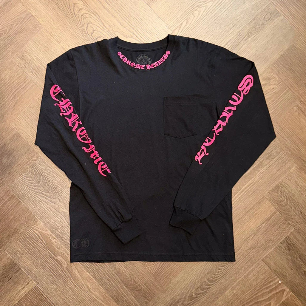 Chrome Hearts Online Exclusive Black Pink Long Sleeve T-Shirt