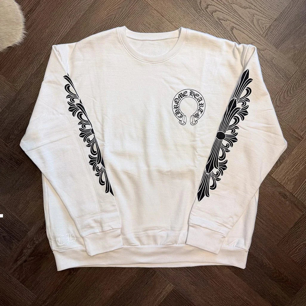 Chrome Hearts Floral Horseshoe White Sweatshirt