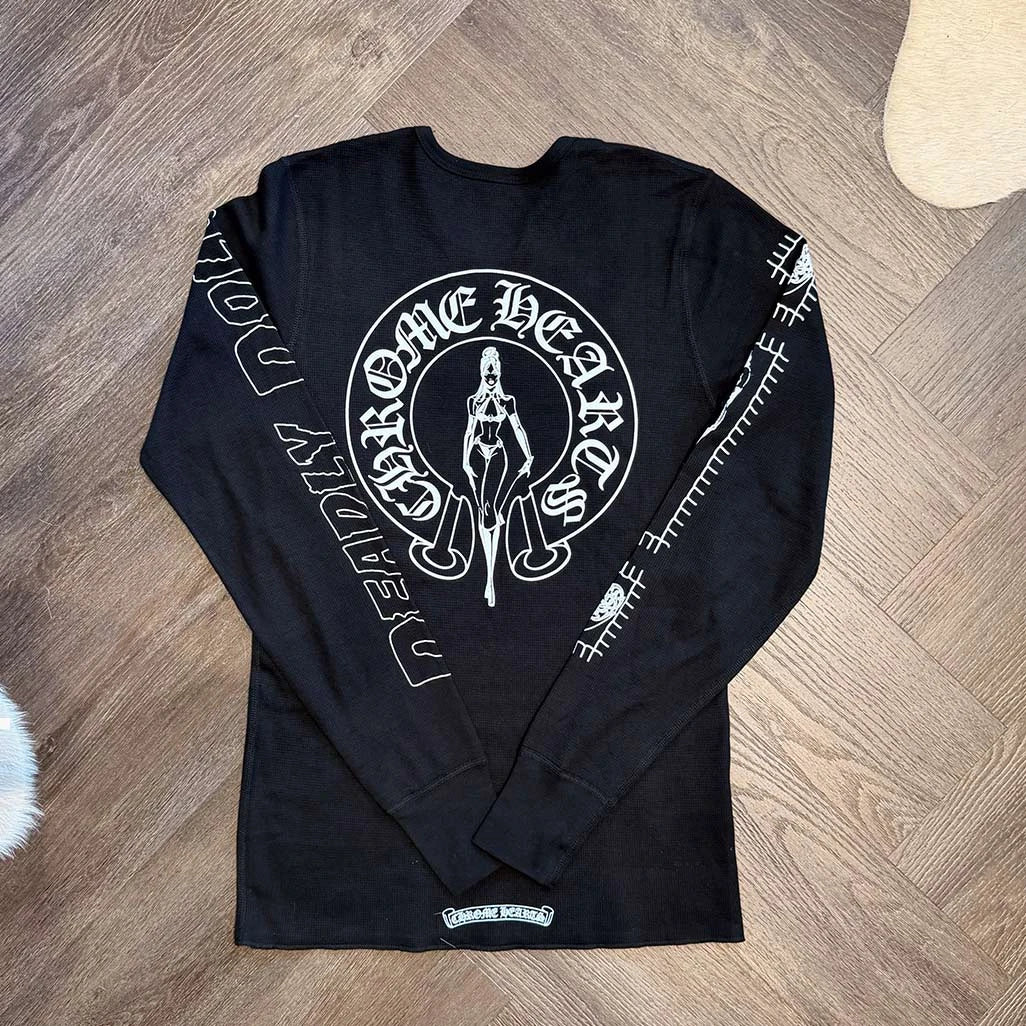 Chrome Hearts Deadly Doll Black Thermal Long Sleeve T-Shirt
